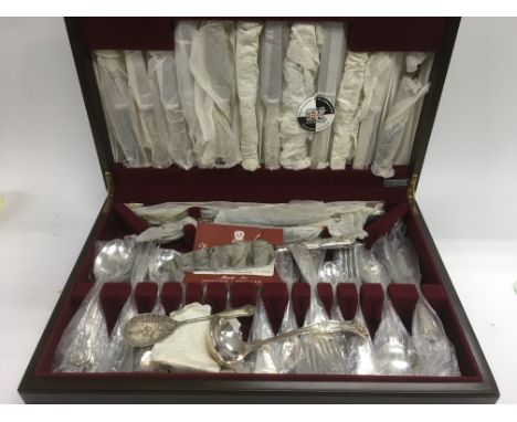 An unused K Bright silver plated cutlery set plus other silver plated cutlery items.