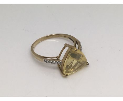 A 9ct gold fire opal and diamond ring, approx 2.3g and approx size N-O.