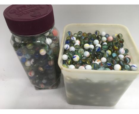 A collection of vintage glass marbles.