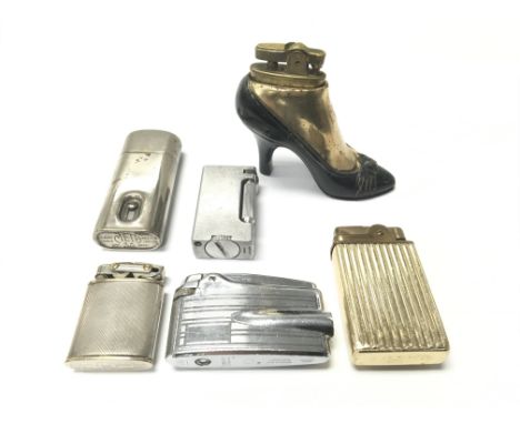 Six vintage lighters to include an Elisorn Auto Tank.