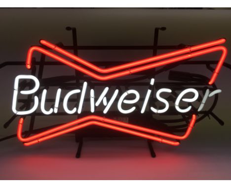 A Budweiser advertising light.