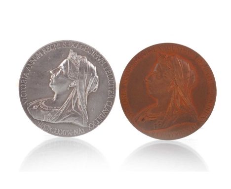 VICTORIA 1897 DIAMOND JUBILEE SILVER MEDALLION, along with a similar bronze medallion