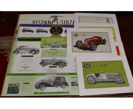 8 vintage motoring prints 