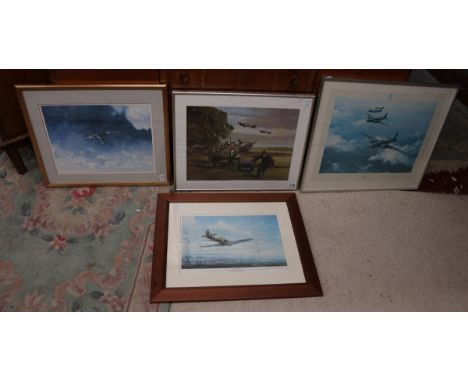 4 military aircraft prints to include signed examples 