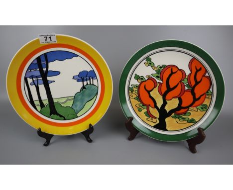 2 Ltd edition Wedgwood Clarice Cliff plates - Blue Firs and Orange Erin 