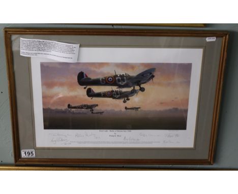 L/E print First Light - Battle of Britain July 1940 by Philip West signed by flight crew 