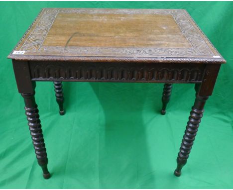 Victorian oak occasional table with bobbin turned legs - Approx. L:77cm W:59cm H:70cm 