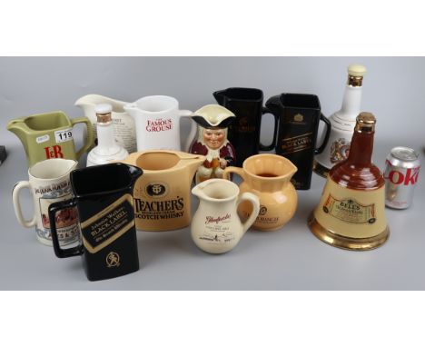 Collection of advertising jugs, mostly Wade 