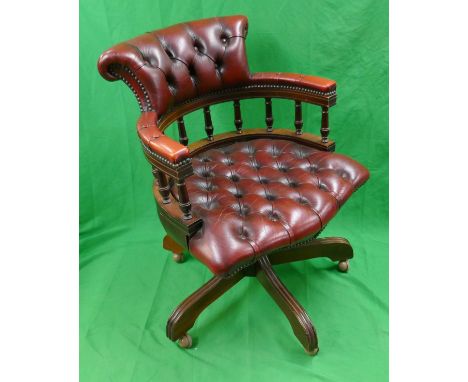 Red leather button-back office chair 