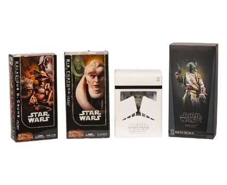 A Star Wars Side Show Collectibles Boba Fett Sixth Scale Figure, in original box with outer carton, together with Salacious B