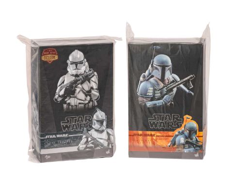 A Star Wars Hot Toys Death Watch Mandalorian 1:6 Scale Figure, TMS026, in sealed outer bag and with original outer carton, to