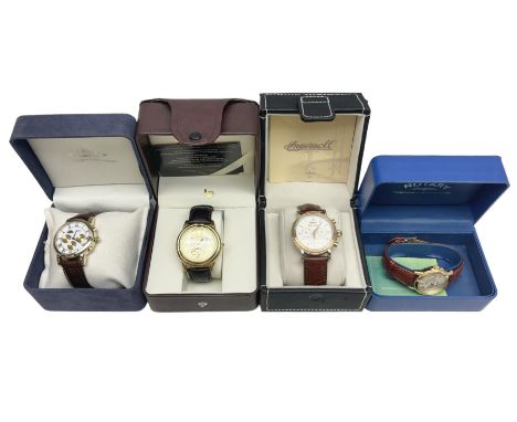 Four automatic wristwatches including Lucien Piccard moonphase, Rotary moonphase, Ingersoll limited edition Ref. IN4502 and o
