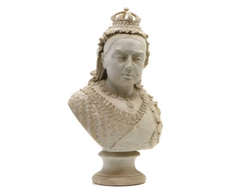 A large Robinson and Leadbetter Parian bust of Queen Victoria, c.1897, modelled by R J Morris to commemorate Victoria's Diamo