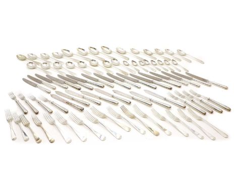 A composed silver flatware service by Roberts and Belk and Goldsmiths and Silversmiths Company, 94ozt Condition ReportAll in 