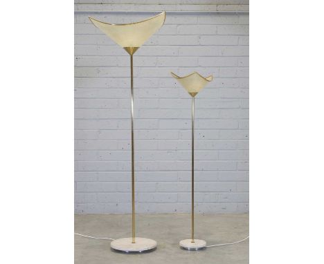 Salvatore Gregorietti (Italian, b.1941), a pair of standard lamps, of two sizes, designed for Lamperti, each with a fibreglas