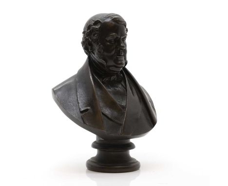 After Baron Carlo Marochetti late 19th to early 20th century, a patinated bronze bust of Andrew Stephenson Dalglish, raised o