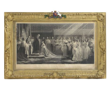 Samuel Cousins, after Charles Robert Leslie, ‘Queen Victoria receiving the sacrament at her Coronation’,a mezzotint and mixed