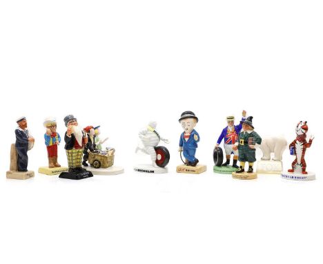 A collection of Royal Doulton Advertising figures, comprising 'Sharp's', 'Bisto', Milkbar Kid', Kellogg's 'Frosties', Jull Bu