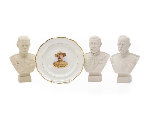 A group of three parian ware busts by W C Lawton, of Lord Kitchener, General Buller and Lord Roberts,12.5cm wide20cm hightoge