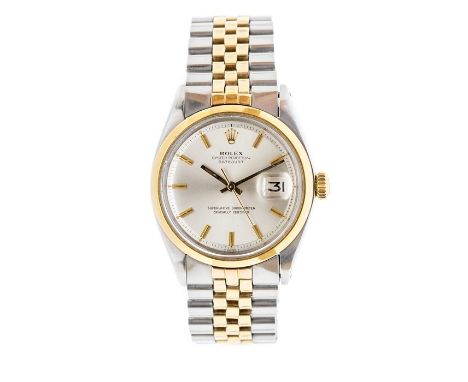 Rolex- a gents Rolex Oyster Perpetual Datejust Superlative Chronometer bi metal wristwatch, the silvered dial with applied go