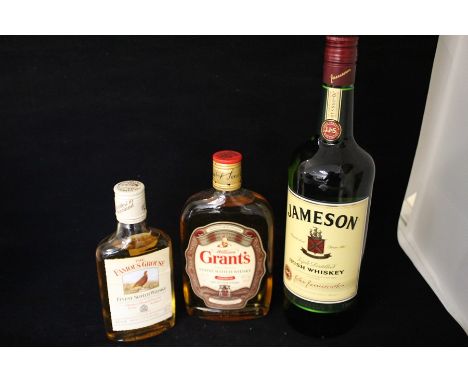 A Group of whisky to include jameson 1ltr , famous grouse grants finest scotch