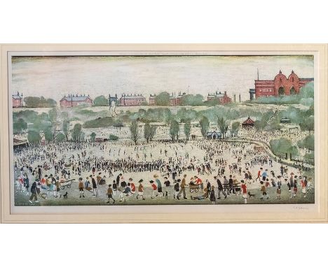 Laurence Stephen Lowry R.B.A. R.A. (British, 1887-1976), Peel Park, signed l.r., colour print published by Venture Prints Ltd