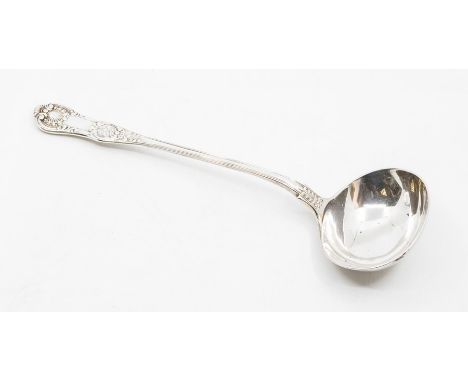 A William IV silver King's pattern soup ladle by John West, London, 1834, 9.90 ozt (CR: marks good, overall condition good)&n