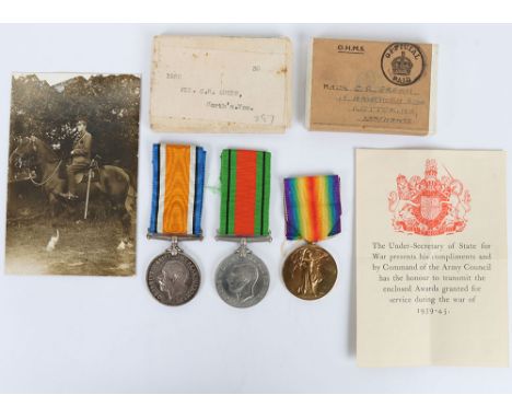 Medal Group of Three to a Private in the Northamptonshire Yeomanry who then Served as an Officer in the Home Guard During the