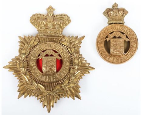 Victorian Royal Guernsey Light Infantry Other Ranks Helmet Plate, fine universal pattern other ranks helmet plate with remova