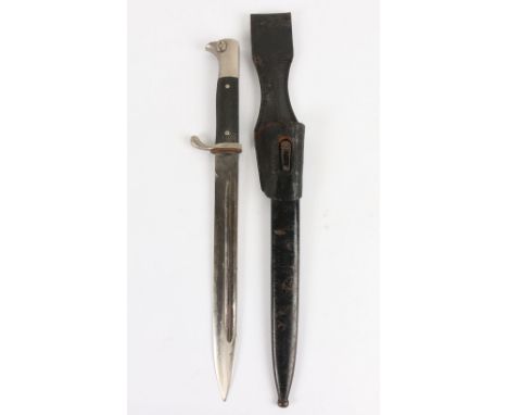 WW2 German Armed Forces Parade Bayonet by Carl Eickhorn, Solingen, good example with two piece black chequered grips, plated 