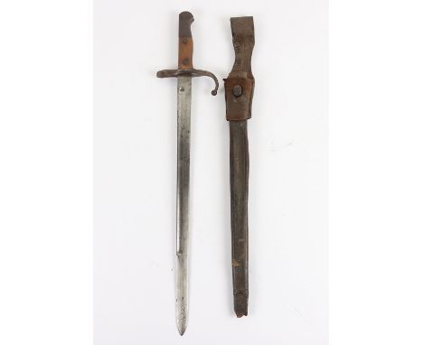 Ottoman Empire Turkish M-1890 Mauser Bayonet, good untouched example with two piece wooden grips, steel pommel, cross guard w