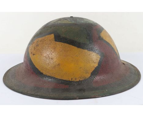 WW1 American Camouflaged Steel Combat Helmet, good example of an original WW1 American M-17 steel helmet shell which has a vi