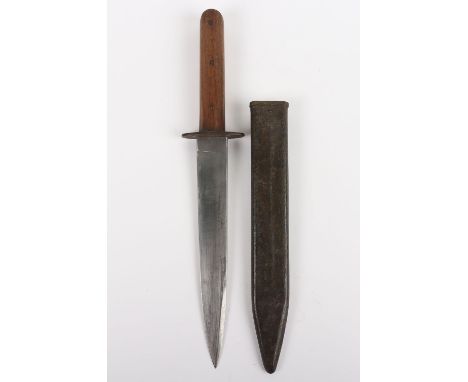 WW1 Austro Hungarian Trench Knife, with two piece wooden grips, steel oval cross guard and housed in its steel scabbard with 