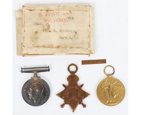 Great War 1914-15 Star Medal Trio to the Bedfordshire Regiment, 1914-15 Star medal, British War and Victory medals, “18121 PT
