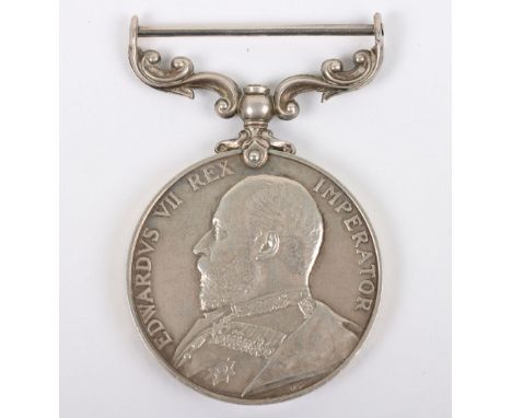 Edward VII Army Long Service and Good Conduct Medal to a Drummer in the Devon Regiment, EVII issue with impressed naming, “70