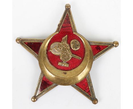 WW1 German Made Ottoman Empire Turkish Gallipoli Star, fine example with red enamel obverse. The reverse with the pin fixing.