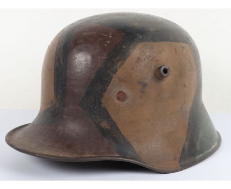 WW1 German M-18 Camouflaged Steel Combat Helmet, good example of the last pattern of steel helmet issued to German troops dur
