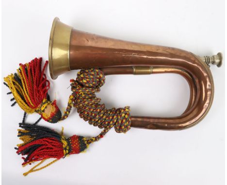 1915 Dated Hants Royal Garrison Artillery Bugle, fine copper and brass mounted bugle stamped to the front ‘9.20 R.G.A HTS L’ 