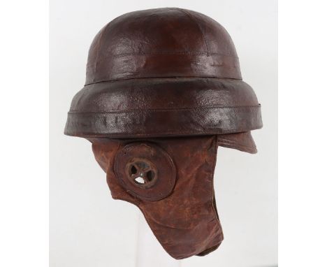 WW1 Roold Pattern Aviators Flying Helmet, good example of the brown leather cork aviators flying helmet known as the Roold pa