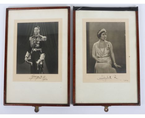King George VI and Queen Elizabeth (The Queen Mother) 1944 Signed Official Photographs, the official photograph by Peter Nort