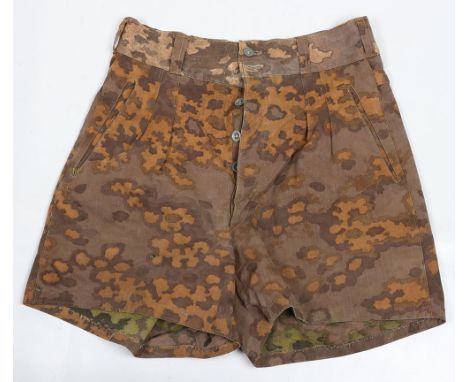 WW2 German Waffen-SS Field Made Shorts in Oakleaf Camouflage, field made pair of shorts produced from original SS camouflage 