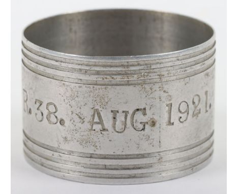 British Airship R.38 Napkin Ring, aluminium relic from the British airship R.38 which crashed in the Humber Estuary, 24th Aug