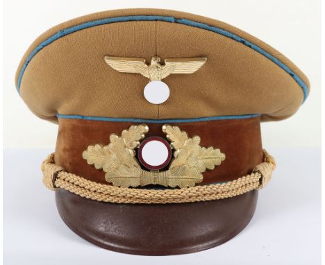Third Reich NSDAP Ortsgruppe Political Leaders Peaked Cap, good example of the tan cloth high form peaked cap for an NSDAP po