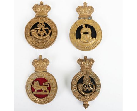 4x Victorian Glengarry Badges, all being one piece examples, including scarce 1st pattern South Yorkshire regiment, Royal Lan