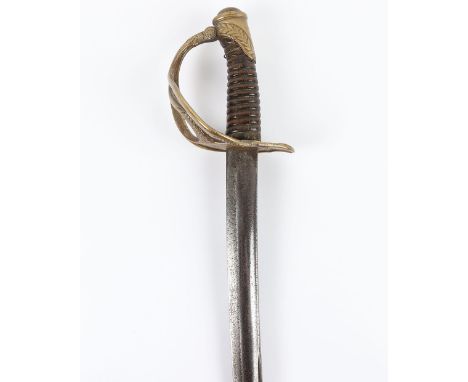 French Made Cavalry Troopers Sword Possibly for the Confederate Army in American Civil War, regulation single edge blade cut 