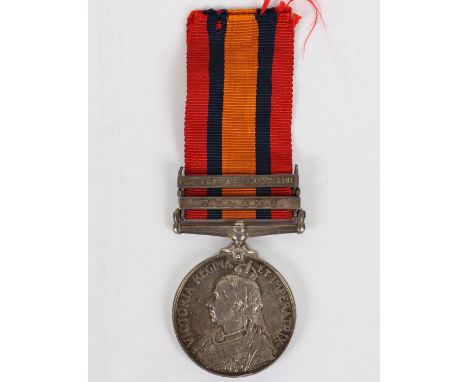 Queens South Africa Medal to the 1st Battalion Leicestershire Regiment, medal with two clasps Talana and Defence of Ladysmith