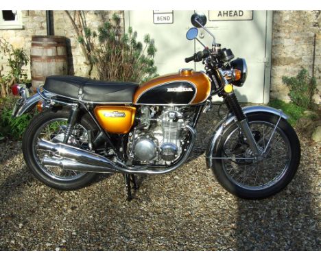 A 1972 Honda CB500/Four, registration number PGC 889K, frame number CB500 2086913, engine number CB500E/2173379, gold. Honda'