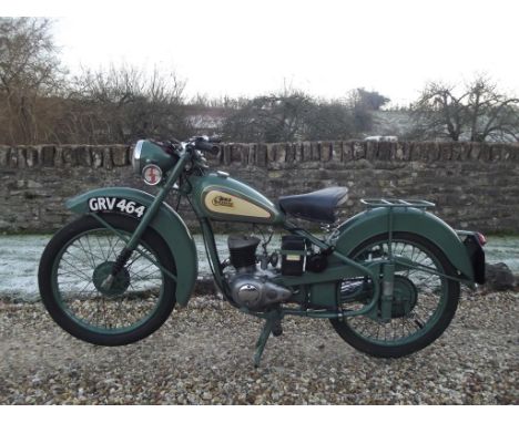 A 1952 BSA Bantam D1, registration number GRV 464, frame number YD1-S-84883, engine number YDL 12865, green. This rare Lucas 