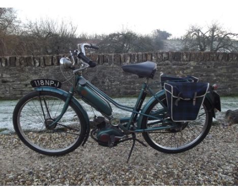 A 1960 Norman Cyclemate, registration number 118 NPJ, green. This Cyclemate has formed part of a small private collection of 