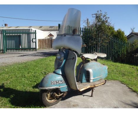 A circa 1958 NSU Prima D scooter, two tone blue and white. This German Lambretta has been in storage since approximately 1965